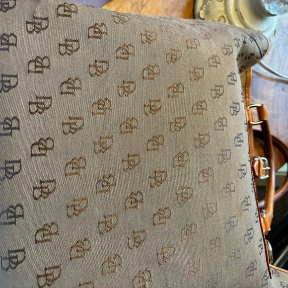 Dooney & Bourke Beige Brown Monogram Large Tote Satchel Bag - Picture 9 of 13